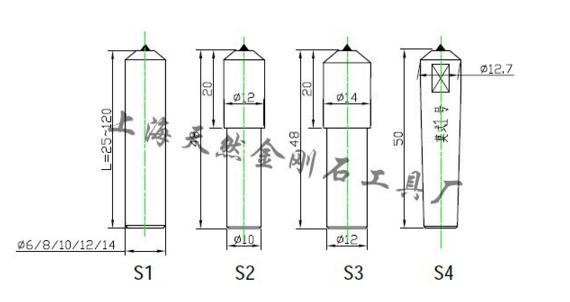 天然金剛石筆常見尺寸圖